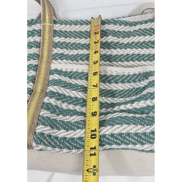 No Boundaries Women's Woven Beach Boho Tote Diaper Bag Mint Stripe Made In India - Picture 10 of 16